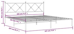 Πλαίσιο Κρεβατιού με Κεφαλάρι Λευκό 180x200 εκ. Μεταλλικό - Λευκό