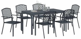 vidaXL Σέτ φαγητού για κήπο 7 pcs Ανθρακί Ατσάλι με Πούδρα