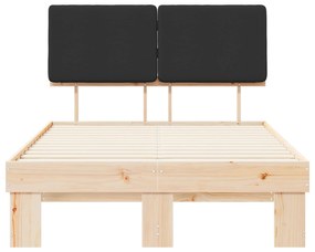 vidaXL Σκελετός Κρεβατιού με Επενδεδυμένο Κεφαλάρι Μαύρο 120 x 200 cm