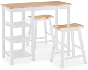 vidaXL Σετ Επίπλων Μπαρ 3 τεμ. Λευκό από MDF