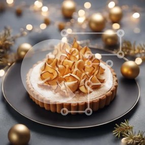 Σετ των 2 Intra Συλλεκτικό Ξύλινο Παζλ Plywood 4mm - Γιορτινή τάρτα με αμύγδαλο με χρυσά στολίδια Σε Ξύλινο Κουτί - Διαστάσεις: 10x10 cm – 25 κομμάτια