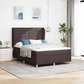Κρεβάτι Box Spring vidaXL με Στρώμα Σκούρο Καφέ 140x200 εκ. Ύφασμα