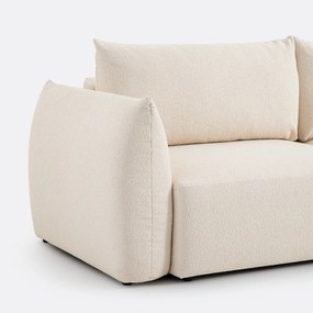 Γωνιακός καναπές-κρεβάτι 3 θέσεων με λεπτή μπουκλέ ταπετσαρία, Edith