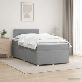 vidaXL Κρεβάτι box spring με στρώμα Ανοιχτό γκρι 120 x 190 cm Ύφασμα