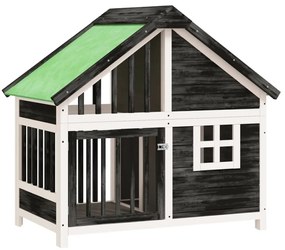 vidaXL Σπίτι Σκύλου Γκρι 96 x 60,5 x 87 εκ. από Μασίφ Ξύλο Πεύκου