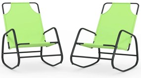 vidaXL Κουνιστές Ξαπλώστρες 2 τεμ. Πράσινες από Ατσάλι / Textilene