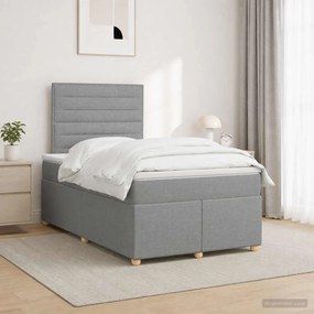 vidaXL Κρεβάτι box spring με στρώμα Ανοιχτό γκρι 120 x 190 cm Ύφασμα
