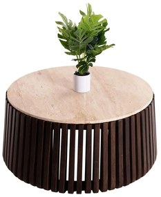 Τραπέζι Σαλονιού Krest HM9712 Φ90x40cm Από Μασίφ Ακακία Brown Wood