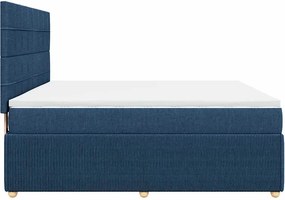 vidaXL Κρεβάτι Boxspring με Στρώμα Μπλε 180x200 εκ. Υφασμάτινο