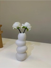 Stewehome βάζο από γύψο μποέμ διακοσμητικό Λευκό 15x17 cm