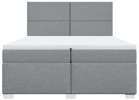 vidaXL Κρεβάτι Boxspring με Στρώμα Ανοιχτό Γκρι 200x200 εκ. Υφασμάτινο