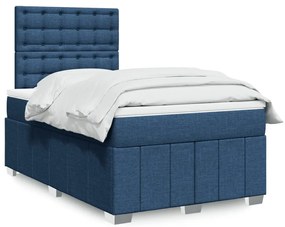 vidaXL Κρεβάτι Boxspring με Στρώμα Μπλε 120x200 εκ. Υφασμάτινο