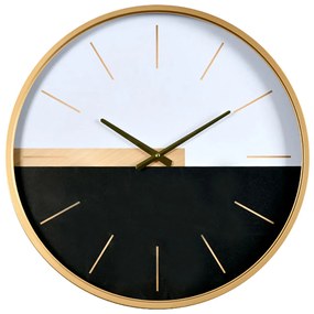 Ρολόι Τοίχου ArteLibre Μαύρο/Λευκό/Χρυσό Μέταλλο/MDF 60x60x6cm