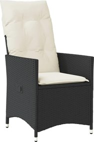 vidaXL Σετ Επίπλων Bistro 3 τεμ. Μαύρο Συνθ. Ρατάν/Ακακία + Μαξιλάρια