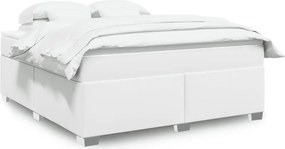 vidaXL Κρεβάτι Boxspring με Στρώμα Λευκό 180x200 εκ. Συνθετικό Δέρμα