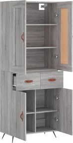 vidaXL Ντουλάπι Γκρι Sonoma 69,5 x 34 x 180 εκ. Επεξεργασμένο Ξύλο