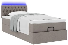 vidaXL Οθωμανικό κρεβάτι με στρώμα & LEDs Taupe 90x190cm ύφασμα