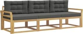 vidaXL Σειρά Καναπέ Εξωτερικού 3 pcs Άσπρο και Ανθρακί Πολυεστέρας