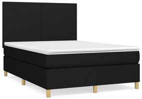 Κρεβάτι Boxspring με Στρώμα Μαύρο 140x200 εκ. Υφασμάτινο - Μαύρο