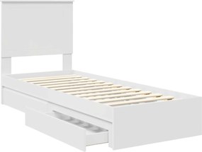 vidaXL Κρεβάτι Αποθήκης Λευκό 75 x 190 cm Επεξεργασμένο ξύλο