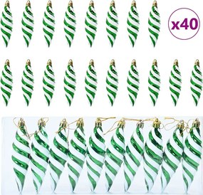 vidaXL Μπαλίτσα Χριστουγεννιάτικης Σπiral 40 pcs Πράσινο Πλαστικό