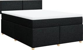 vidaXL Κρεβάτι Boxspring με Στρώμα Μαύρο 140x190 εκ. Υφασμάτινο