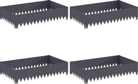 vidaXL Περίγραμμα γκαζόν 4 τμχ. 100 x 60 x 20 εκ. Ατσάλι Ανθρακί