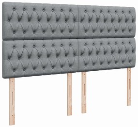 Κρεβάτι Boxspring με Στρώμα Ανοιχτό Γκρι 180x200 εκ. Υφασμάτινο - Γκρι