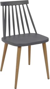 Καρέκλα LAVIDA Μεταλλική Φυσικό, PP Ανθρακί 43x48x77cm (Σετ 4 ΤΕΜ)