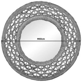 Καθρέπτης Mazun Inart  ξύλο σε φυσική απόχρωση Φ60x8εκ 60x60x8 εκ.