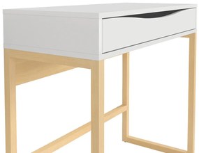 Τραπέζι γραφείου Boston BB106, 85x78x40cm, 16 kg, Γυαλιστερό λευκό, Άσπρο, Δρυς, Πλαστικοποιημένη μοριοσανίδα, Στυλ: Μοντέρνο, Με συρτάρια