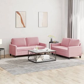 vidaXL Σαλόνι Σετ 2 Τεμαχίων Μπλε από Βελούδο με Μαξιλάρια
