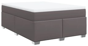 Κρεβάτι Boxspring με Στρώμα Γκρι 140x200εκ. από Συνθετικό Δέρμα - Γκρι