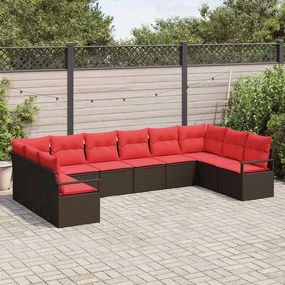 vidaXL Σετ Καναπέ με μαξιλάρι 10 pcs Καφέ συνθετικό ρατάν