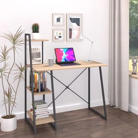 Γραφείο Deckstor με Ραφιέρα Oak &amp; Μαύρο Μεταλλικό Πόδι 102x50x117 εκ. 102x50x117 εκ.