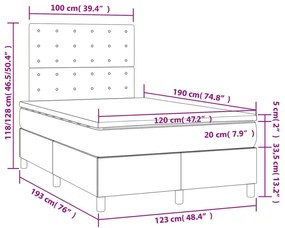 Κρεβάτι Boxspring με Στρώμα Κρεμ 120x190 εκ. Υφασμάτινο - Κρεμ