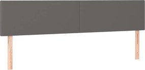 vidaXL Κρεβάτι Boxspring με Στρώμα Γκρι 200x200 εκ. Συνθετικό Δέρμα