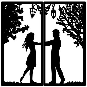 Διακοσμητικό Τοίχου Meeting With Love (Σετ 2Τμχ) 891TNL2052 34x66cm Black Wallity Μέταλλο