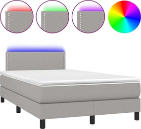 vidaXL Κρεβάτι Boxspring με Στρώμα &amp; LED Αν.Γκρι 120x200 εκ Υφασμάτινο