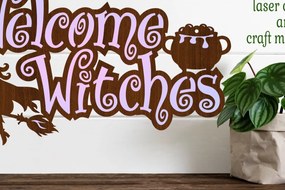Intra απο ξύλο plywood 3mm-4mm πάχος – Welcome Witches Halloween Sign Laser Δίασταση 40x30 cm INTRAFABR-73486857