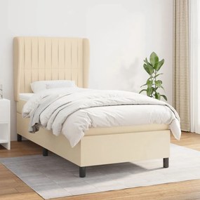 Κρεβάτι Boxspring με Στρώμα Κρεμ 90x190 εκ.Υφασμάτινο