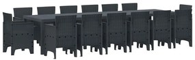 vidaXL Σέτ φαγητού για κήπο 15 pcs Ανθρακί Rattan Polt