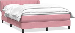 vidaXL Box Spring κρεβάτι με στρώμα ροζ 140x220 cm Βελούδινο