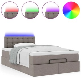 vidaXL Οθωμανικό κρεβάτι με στρώμα & LEDs Taupe 120x190cm ύφασμα