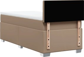 vidaXL Κρεβάτι Boxspring με Στρώμα Καπουτσίνο 90x200εκ.από Συνθ. Δέρμα