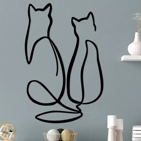 Decorative Metal Wall Accessory Couple Cat Love Black