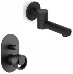Armando Vicario Halo Black Matt Περιστρεφόμενο Στόμιο +Μίκτης εντοιχισμού 2 εξόδων με εκτροπέα