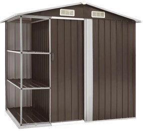 vidaXL Αποθήκη Κήπου με Ράφια Καφέ 205 x 130 x 183 εκ. Σιδερένια