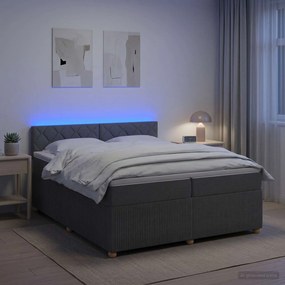 vidaXL Κρεβάτι box spring με στρώμα Σκούρο Γκρι 200 x 200 cm Ύφασμα