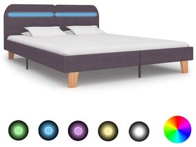 vidaXL Πλαίσιο Κρεβατιού με LED Χρώμα Taupe 160 x 200 εκ. Υφασμάτινο